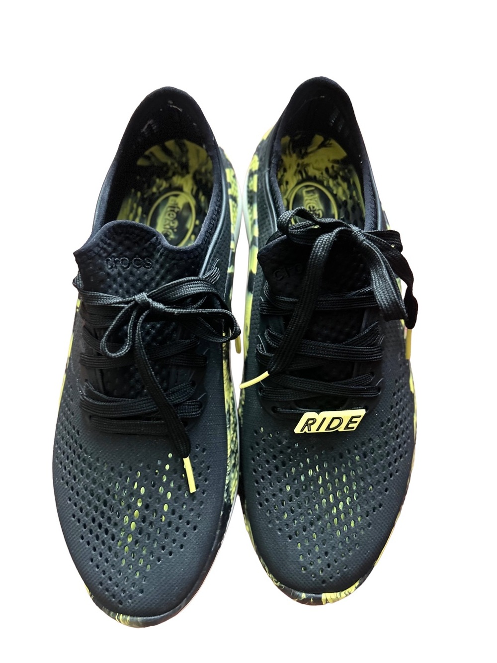 Crocs LiteRide 360 Pacer Sneakers Black/Yellow Graphic Men's Size m10
